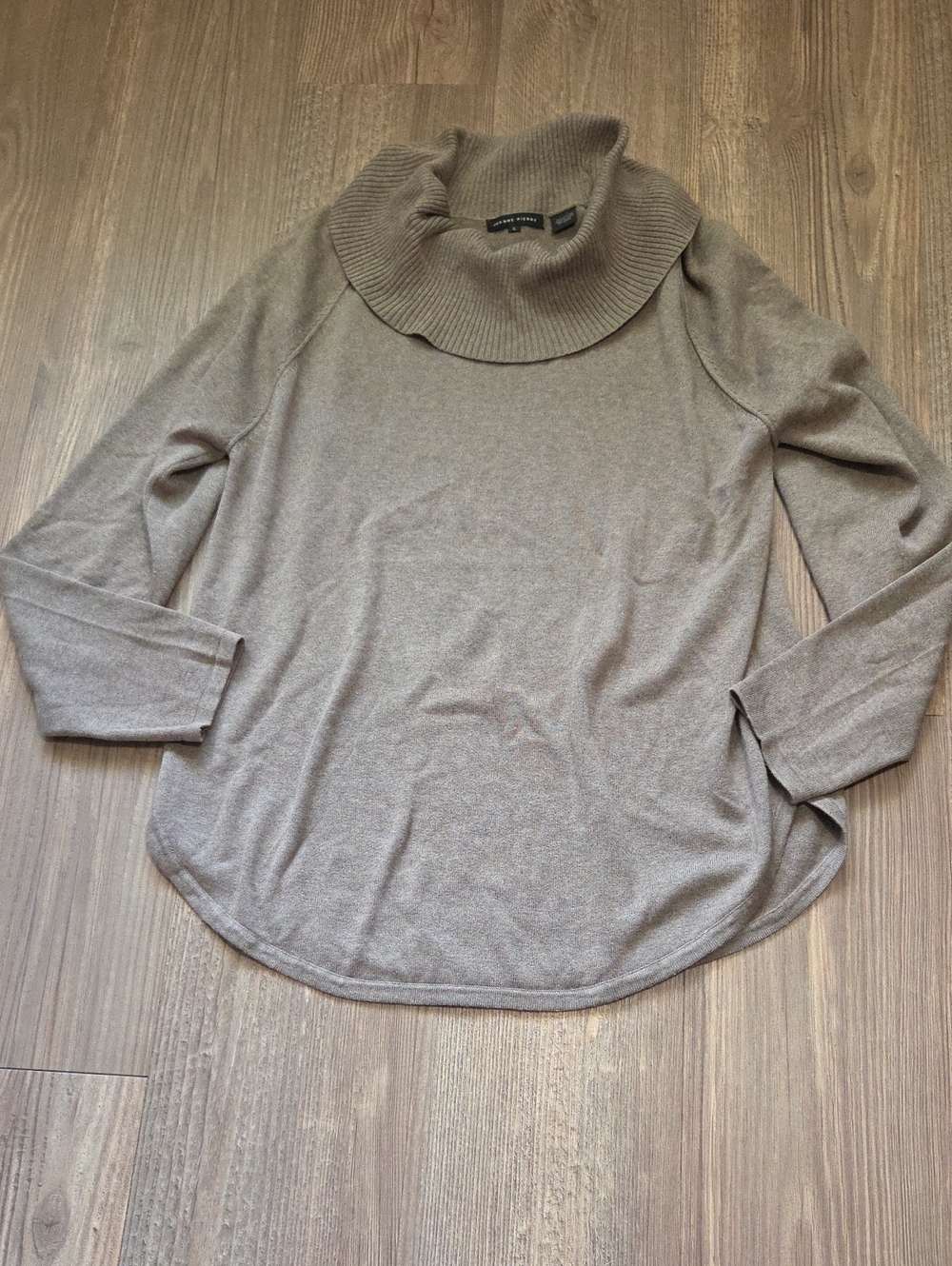 JEANNE PIERRE Taupe Cowl Neck Sweater